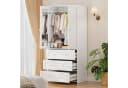VOWNER Kleiderschrank mit Spiegel 2 Türen 3 Schubladen Weiß Bild 4