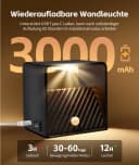 GeyouLux Wandleuchte Schwarz 3000mAh Akku Bewegungsmelder LED Warmlicht Bild 3