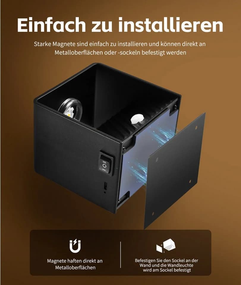GeyouLux Wandleuchte Schwarz 3000mAh Akku Bewegungsmelder LED Warmlicht - Bild 5