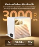GeyouLux Wandleuchte mit Akku & Bewegungsmelder, 5W 3000K LED, Schwarz/Weiß Bild 3