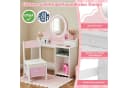 JOYLDIAS Schminktisch 2 in 1 Rosa LED-Spiegel Prinzessin Frisiertisch Bild 4