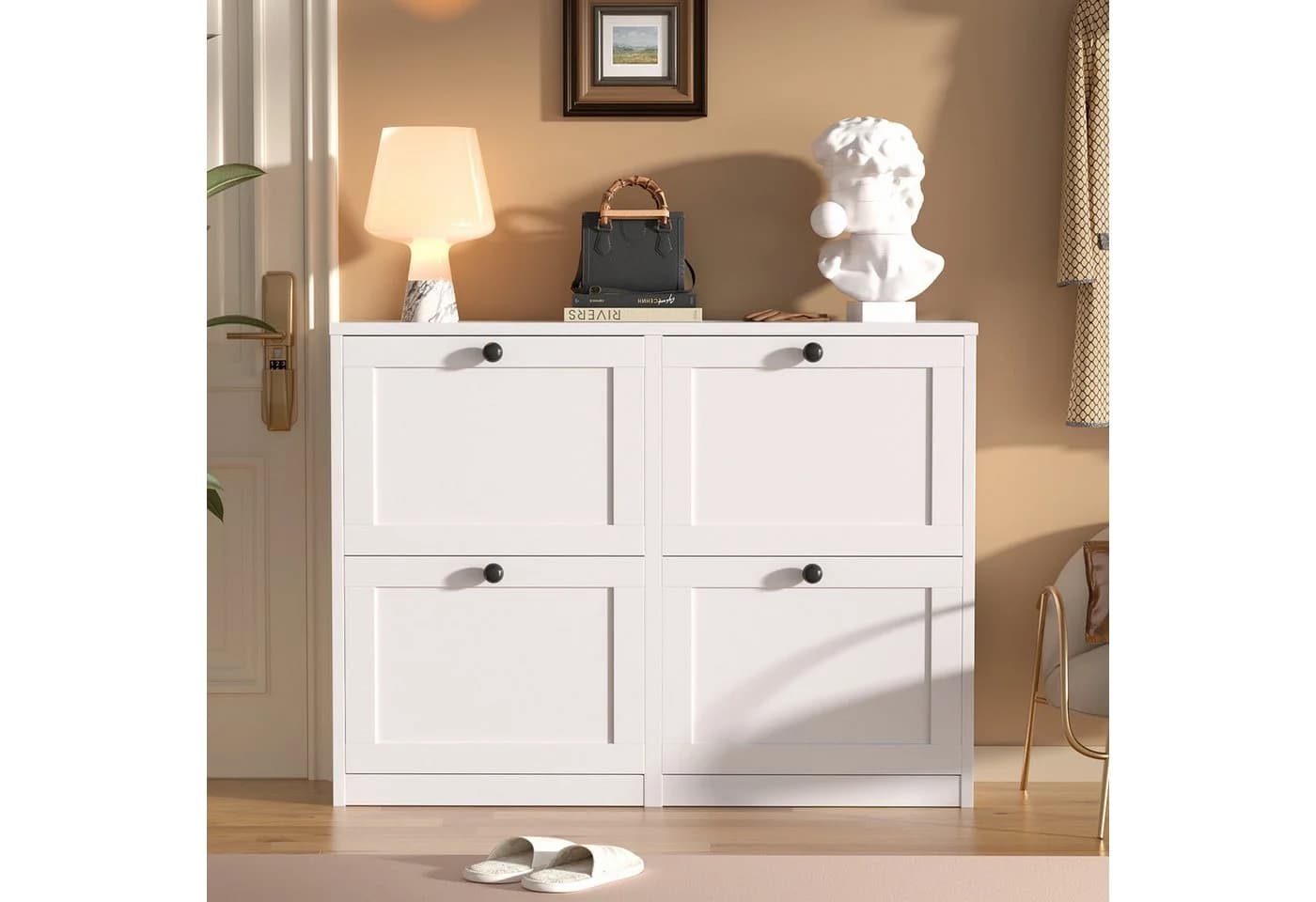 VOWNER Schuhschrank 8 Fächer 4 Klappen Verstellbare Schuhablage - Bild 3
