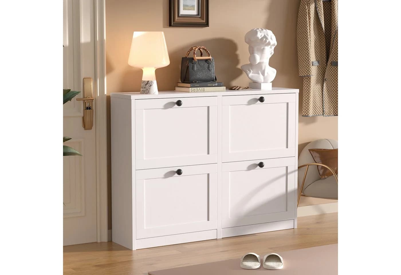 VOWNER Schuhschrank 8 Fächer 4 Klappen Verstellbare Schuhablage - Bild 5
