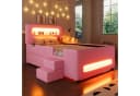 Ulife Polsterbett mit Treppe und LED Rosa/Weiß Bild 2