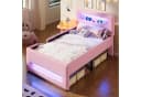 Ulife Polsterbett mit Treppe und LED Rosa/Weiß Bild 5