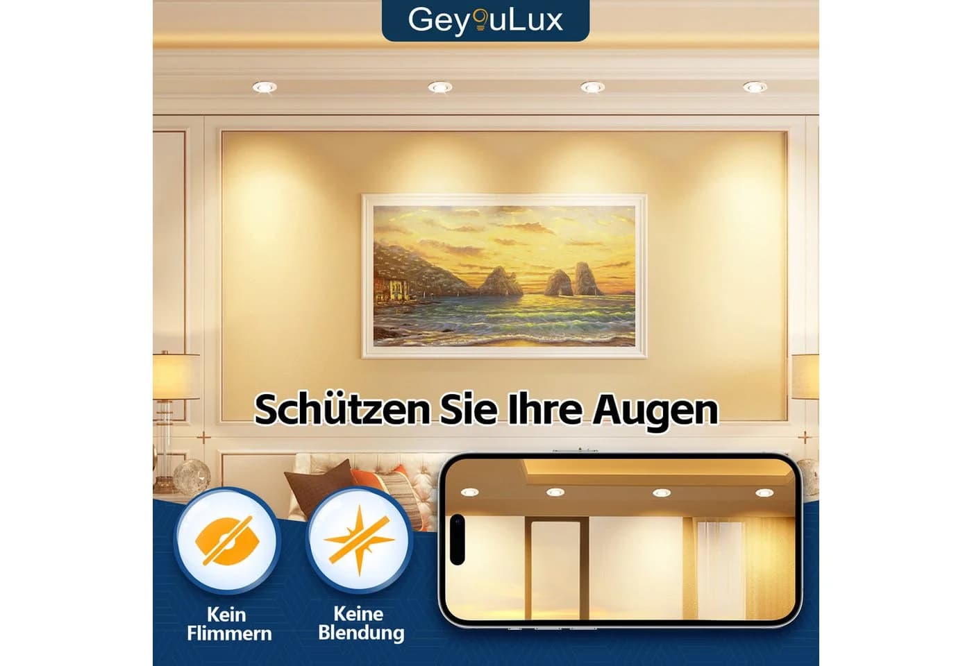 GeyouLux LED Einbaustrahler 10er Set Dimmbar Schwenkbar - Bild 3
