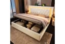 Ulife Polsterbett mit LED & USB Ladeanschluss Beige Grau Bild 2