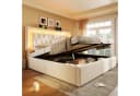 Ulife Polsterbett mit LED & USB Ladeanschluss Beige Grau Bild 4