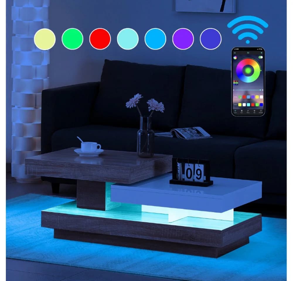 JYMTOM Couchtisch 360° Drehbarer Wohnzimmertisch Weiß - Bild 4