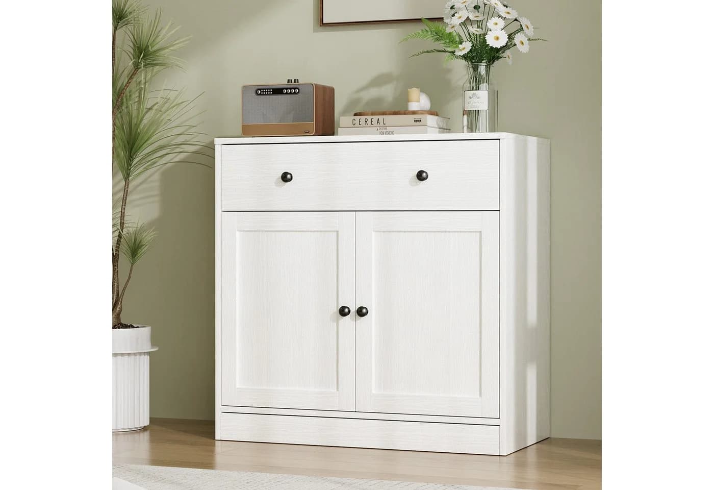 VOWNER Sideboard mit Schubladen & 2 Türen, Küchenschrank mit Arbeitsplatte - Bild 2