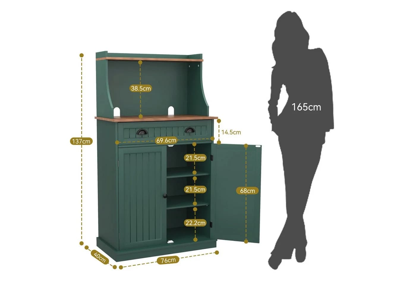 HOLTICO Küchenbuffet Küchenschrank Grün MDF