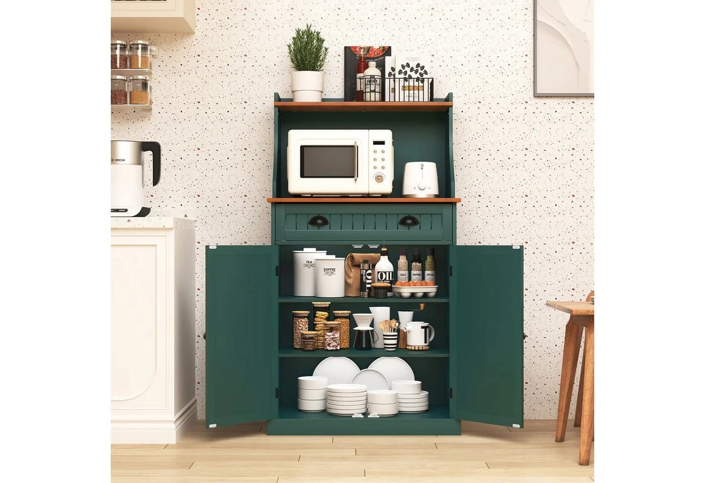 HOLTICO Küchenbuffet Küchenschrank Grün MDF - Bild 4
