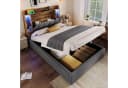 TavilaEcon Boxspringbett Polsterbett mit LED-Lichtleiste 90x200cm Beige Bild 2