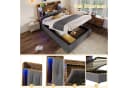 TavilaEcon Boxspringbett Polsterbett mit LED-Lichtleiste 90x200cm Beige Bild 5