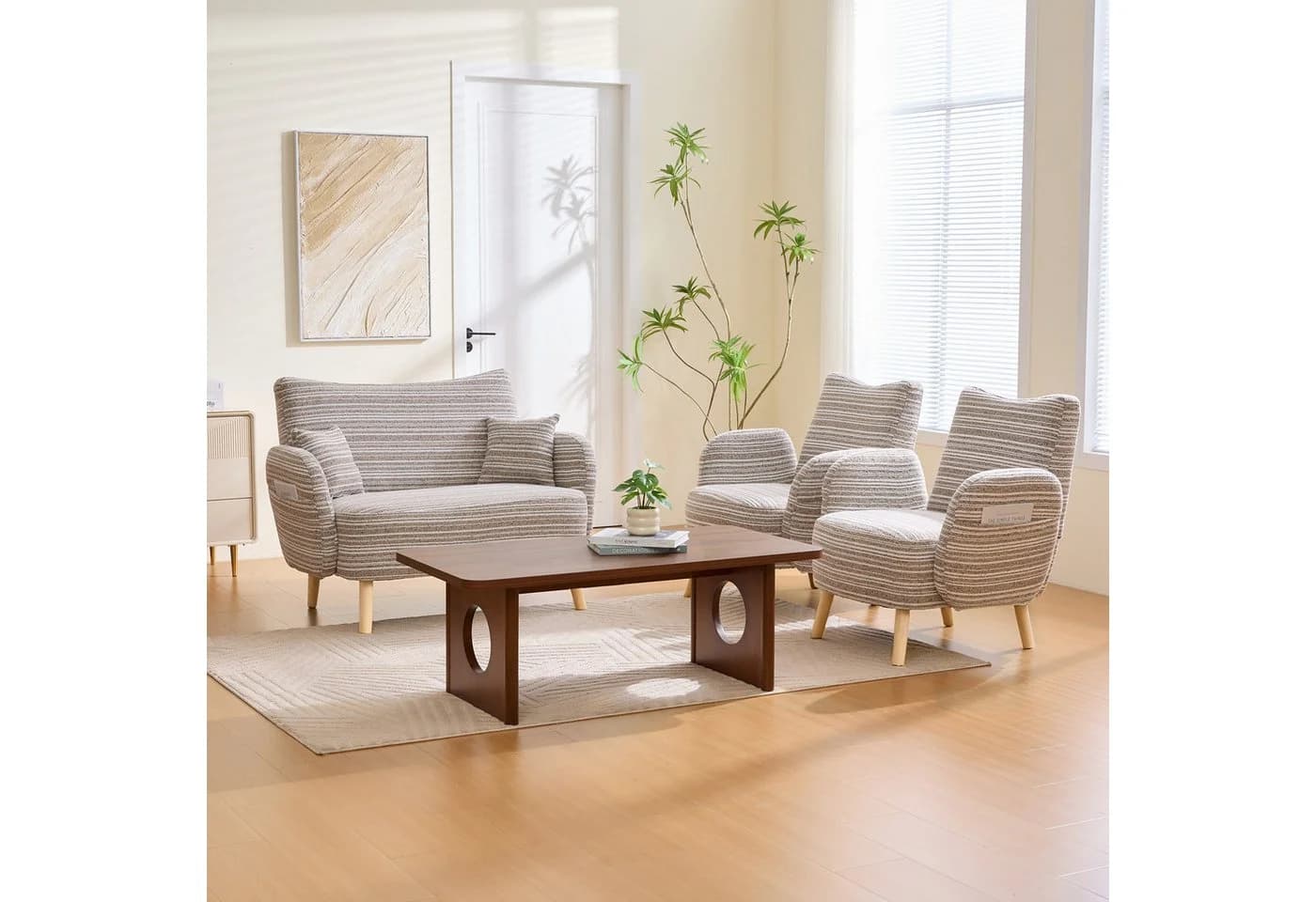 TavilaEcon 2-Sitzer Sofa Modern Khaki mit Armlehnen - Bild 3