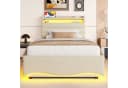 TavilaEcon Boxspringbett Polsterbett LED-Beleuchtung Hydraulikmechanismus USB Typ-C 90x200cm Beige Bild 1