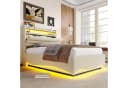 TavilaEcon Boxspringbett Polsterbett LED-Beleuchtung Hydraulikmechanismus USB Typ-C 90x200cm Beige Bild 3