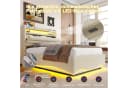 TavilaEcon Boxspringbett Polsterbett LED-Beleuchtung Hydraulikmechanismus USB Typ-C 90x200cm Beige Bild 5