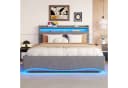 TavilaEcon Boxspringbett Polsterbett mit LED-Beleuchtung und Hydraulikmechanismus, USB- und Typ-C-Anschlüsse, 140x200cm, grau Bild 1