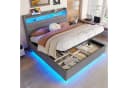 TavilaEcon Boxspringbett Polsterbett mit LED-Beleuchtung und Hydraulikmechanismus, USB- und Typ-C-Anschlüsse, 140x200cm, grau Bild 3
