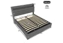 TavilaEcon Boxspringbett Polsterbett mit LED-Beleuchtung und Hydraulikmechanismus, USB- und Typ-C-Anschlüsse, 140x200cm, grau Bild 4