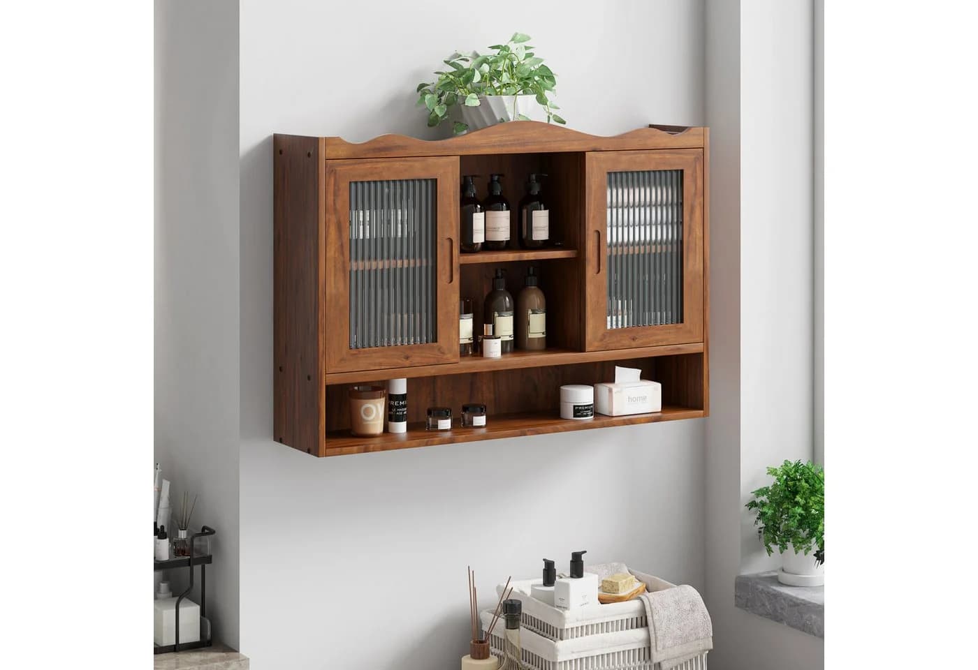 TavilaEcon Wandhängeschrank Retro Glastüren Braun - Bild 2