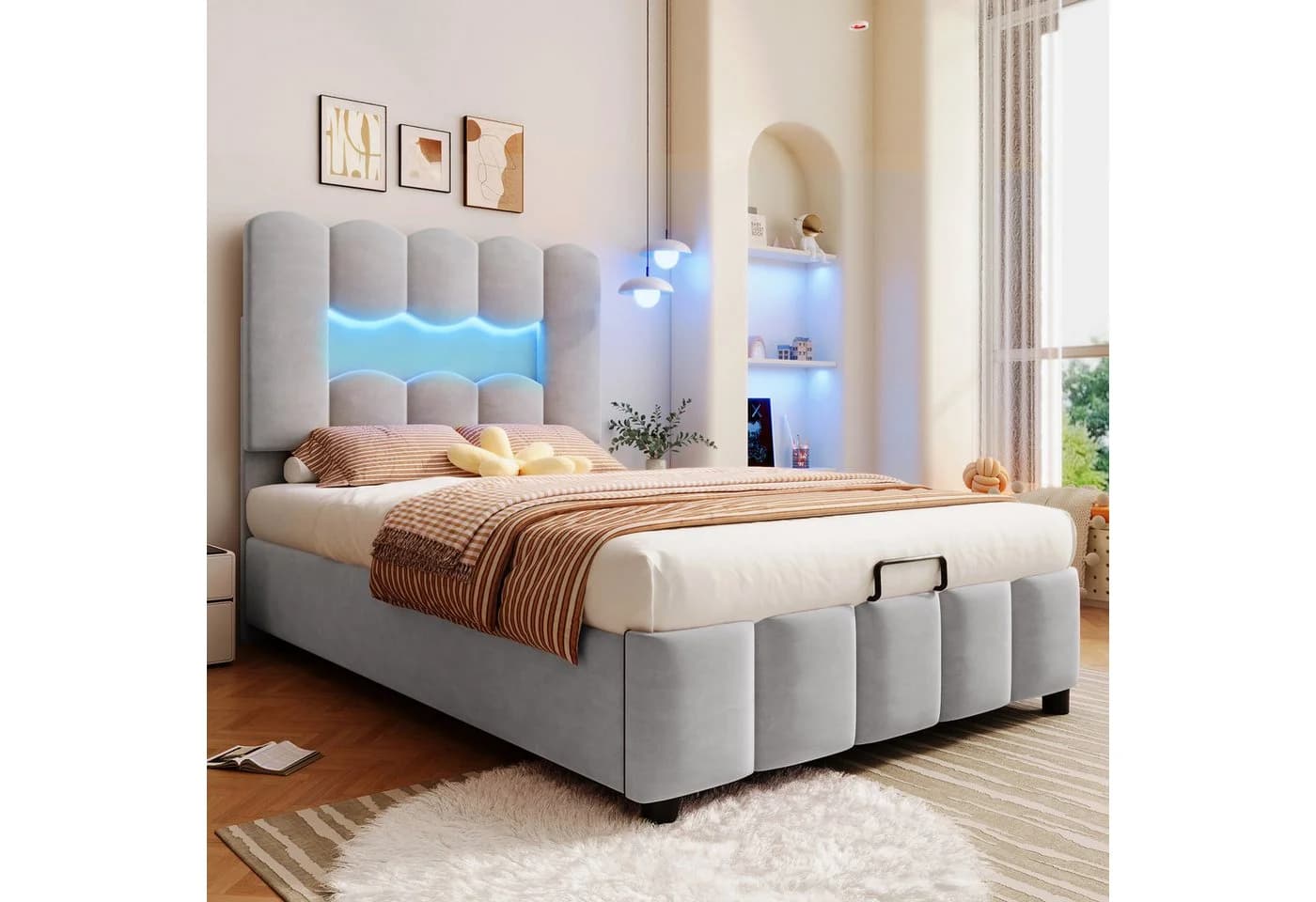 TavilaEcon Boxspringbett Polsterbett mit LED-Beleuchtung und Hydraulik - Bild 3