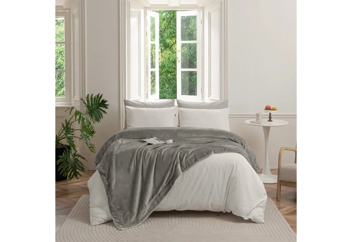 Good Nite Sherpa-Fleece-Wohndecke Grau