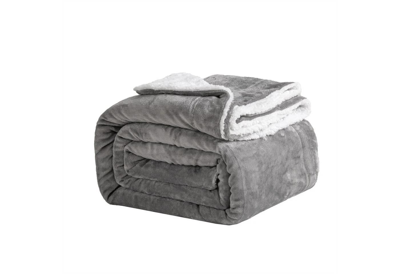 Good Nite Sherpa-Fleece-Wohndecke Grau - Bild 2