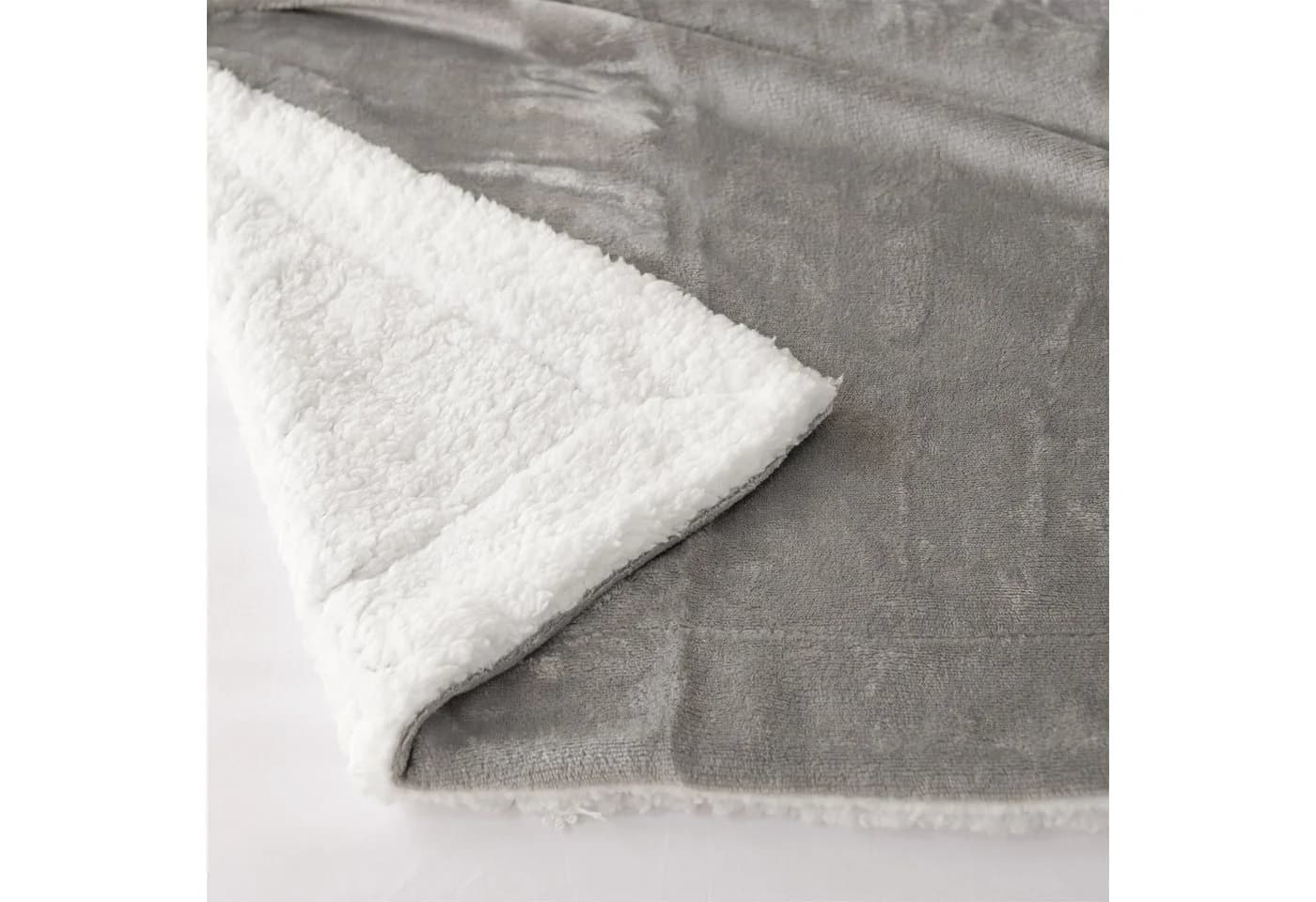 Good Nite Sherpa-Fleece-Wohndecke Grau - Bild 4