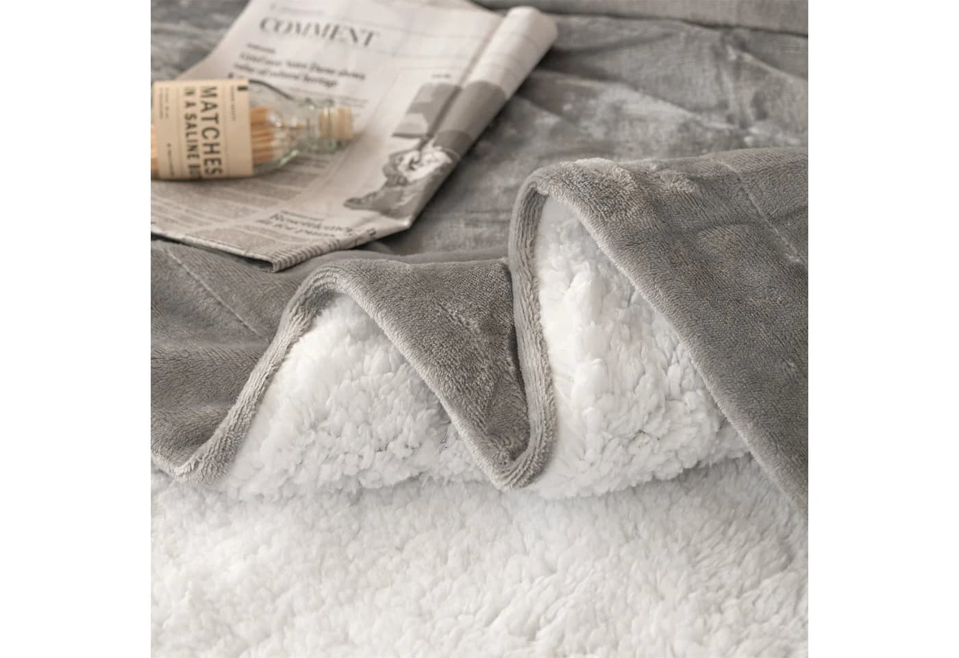 Good Nite Sherpa-Fleece-Wohndecke Grau - Bild 5