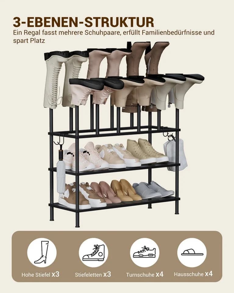 Oak&Tea Schuhregal 2-in-1 3 Ebenen Metall - Bild 5