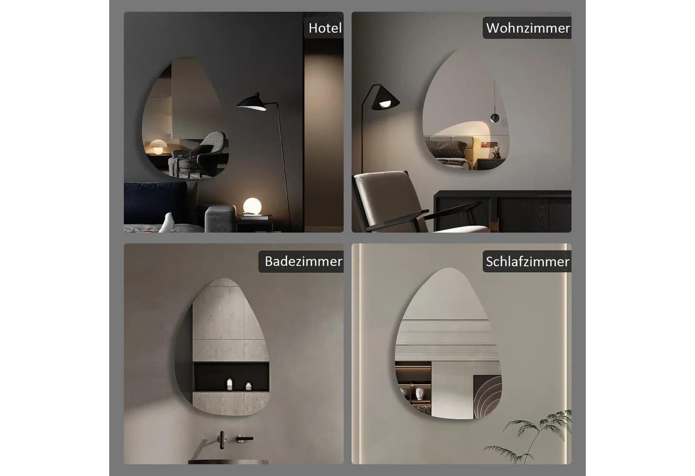 Boromal Asymmetrischer Badspiegel Wassertropfen 5mm HD Glas Rahmenlos - Bild 4