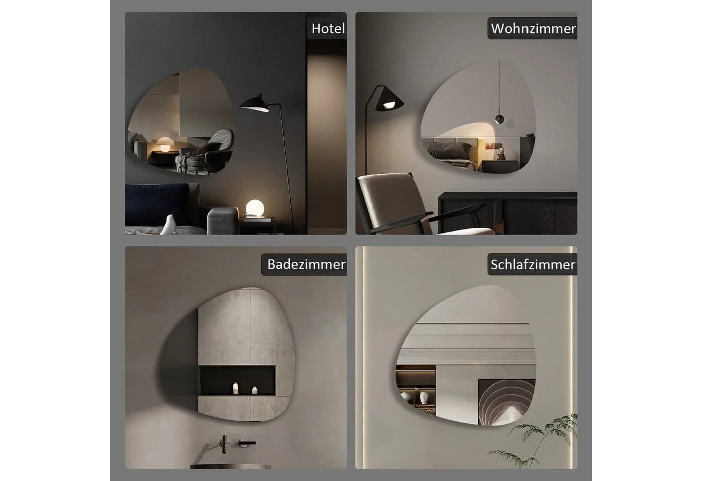BOROMAL Asymmetrischer Wandspiegel Rahmenlos 5mm HD Glas - Bild 4