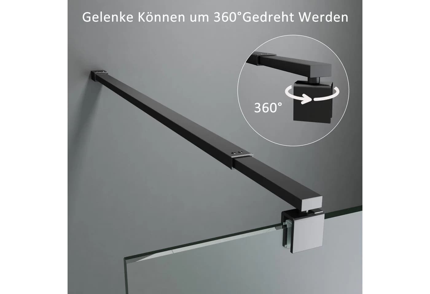 Boromal Duschwand-Stabilisationsstange Schwarz Chrom 73-123cm - Bild 2