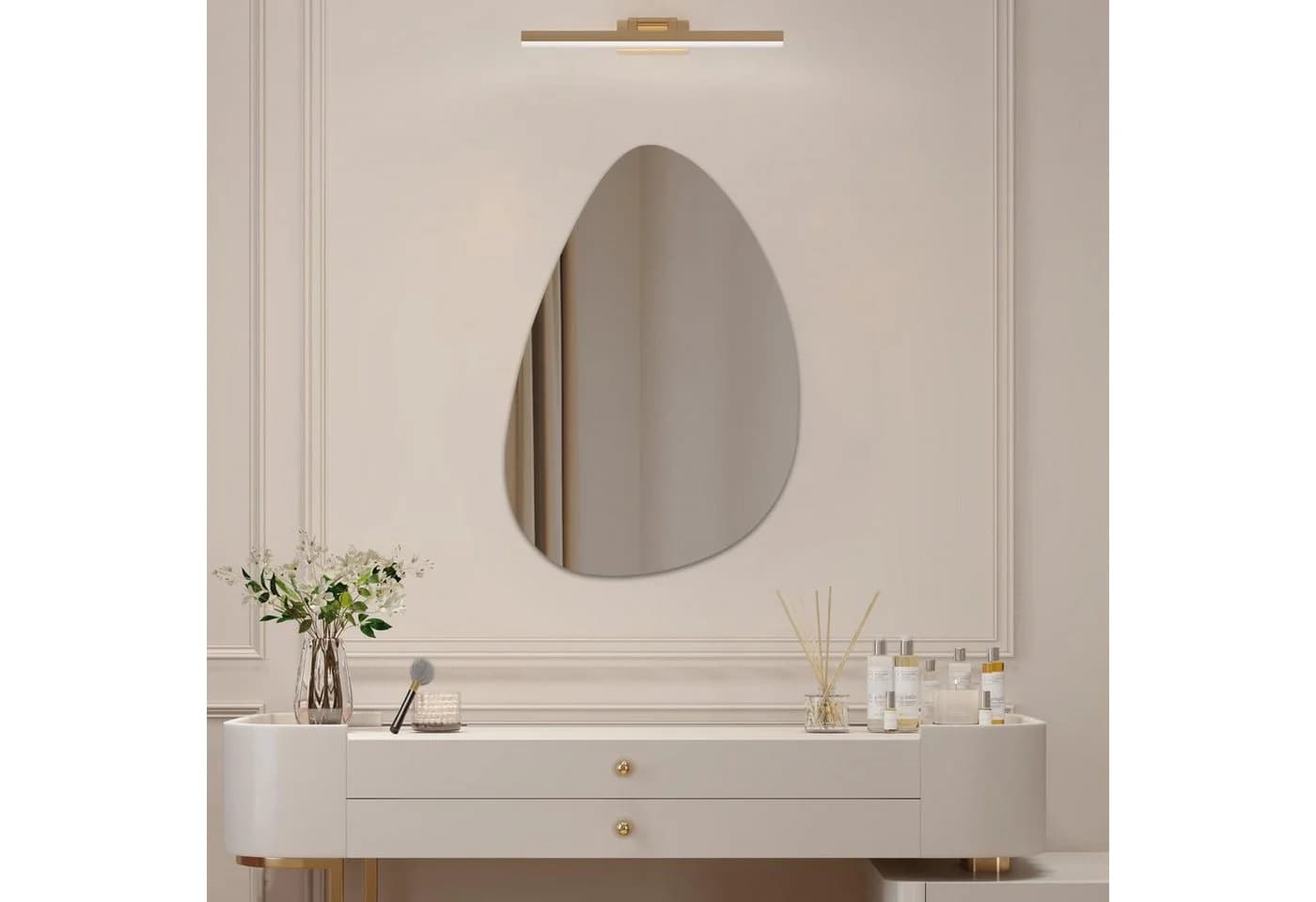 WDWRITTI Asymmetrischer Wandspiegel Rahmenlos HD Glas - Bild 1