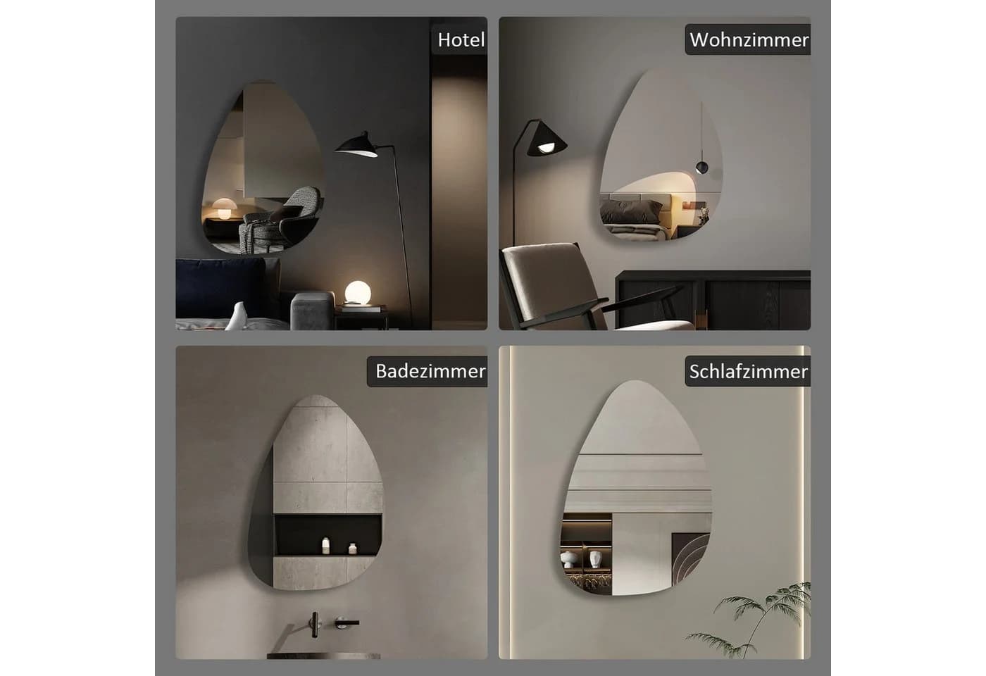 WDWRITTI Asymmetrischer Wandspiegel Rahmenlos HD Glas - Bild 4