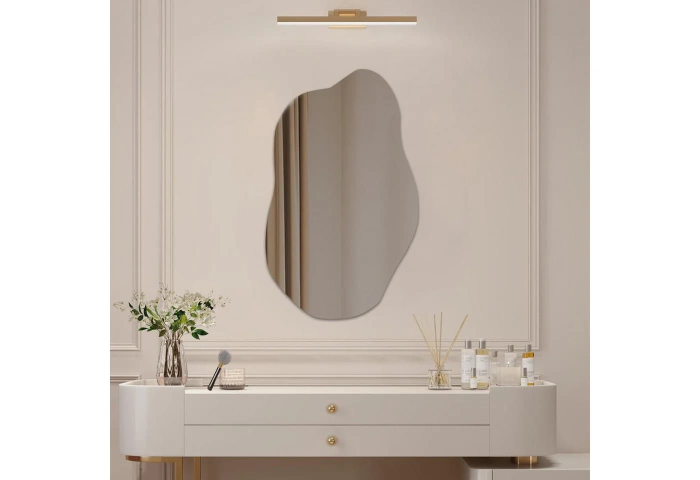 WDWRITTI Asymmetrischer Wandspiegel Wolke 62x90cm HD Spiegel