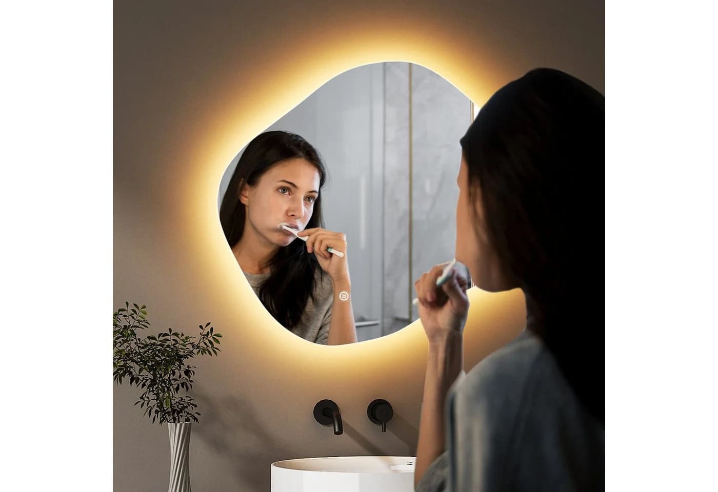 WDWRITTI LED Badspiegel mit Beleuchtung, HD-Glas, Dimmbar, IP44