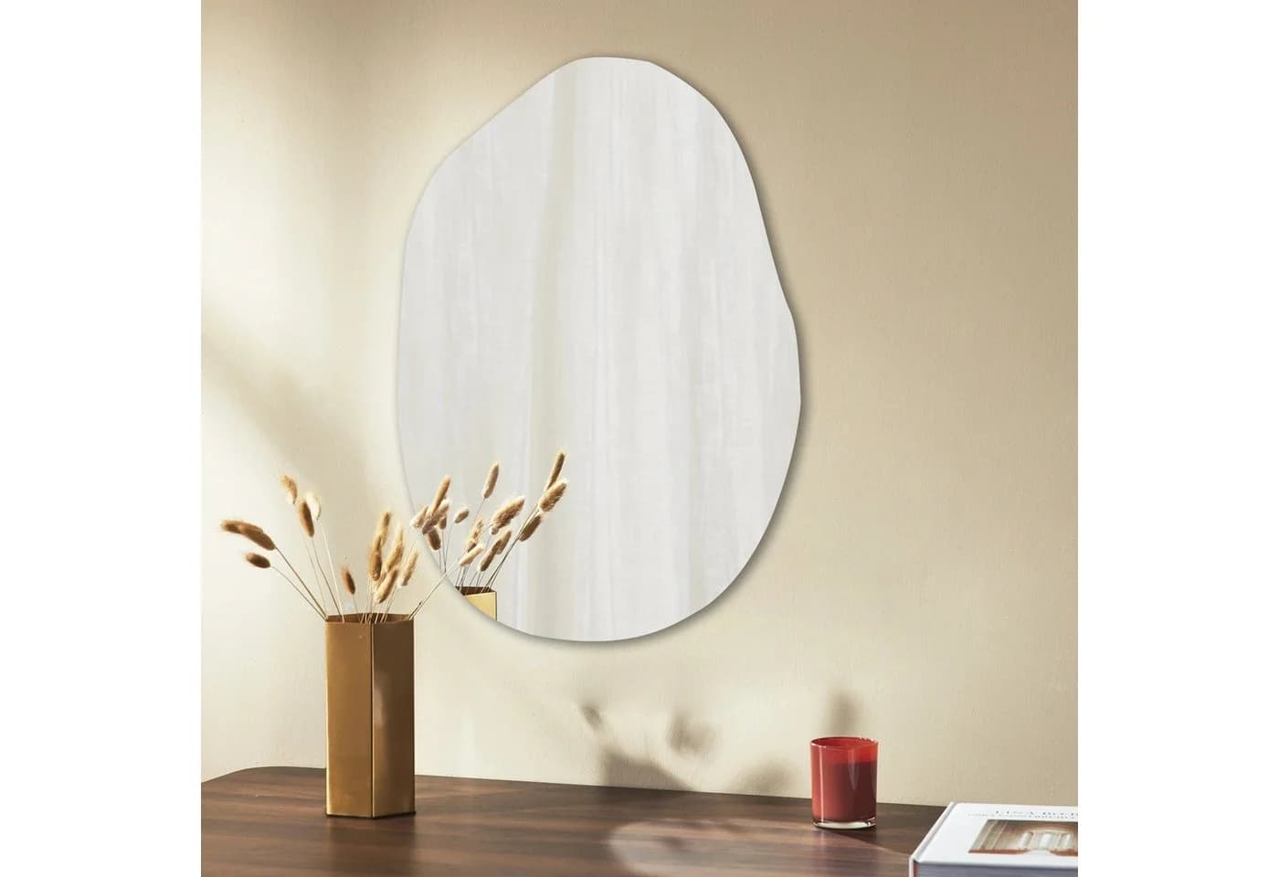 WDWRITTI Asymmetrischer Wandspiegel Kieselstein HD Glas - Bild 5