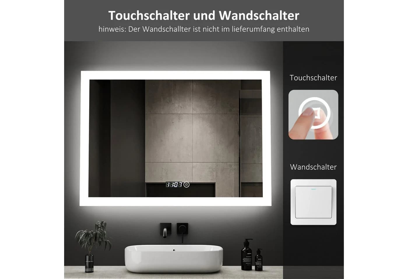 WDWRITTI Badspiegel mit LED Beleuchtung 80x60cm - Bild 5