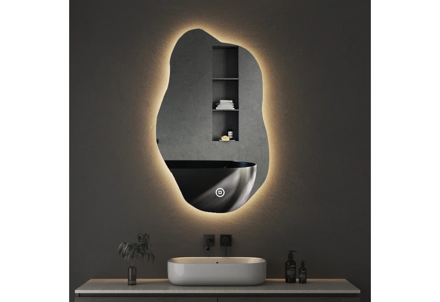 WDWRITTI Badspiegel mit LED-Beleuchtung, dimmbar, 3 Lichtfarben, IP44 - Bild 2