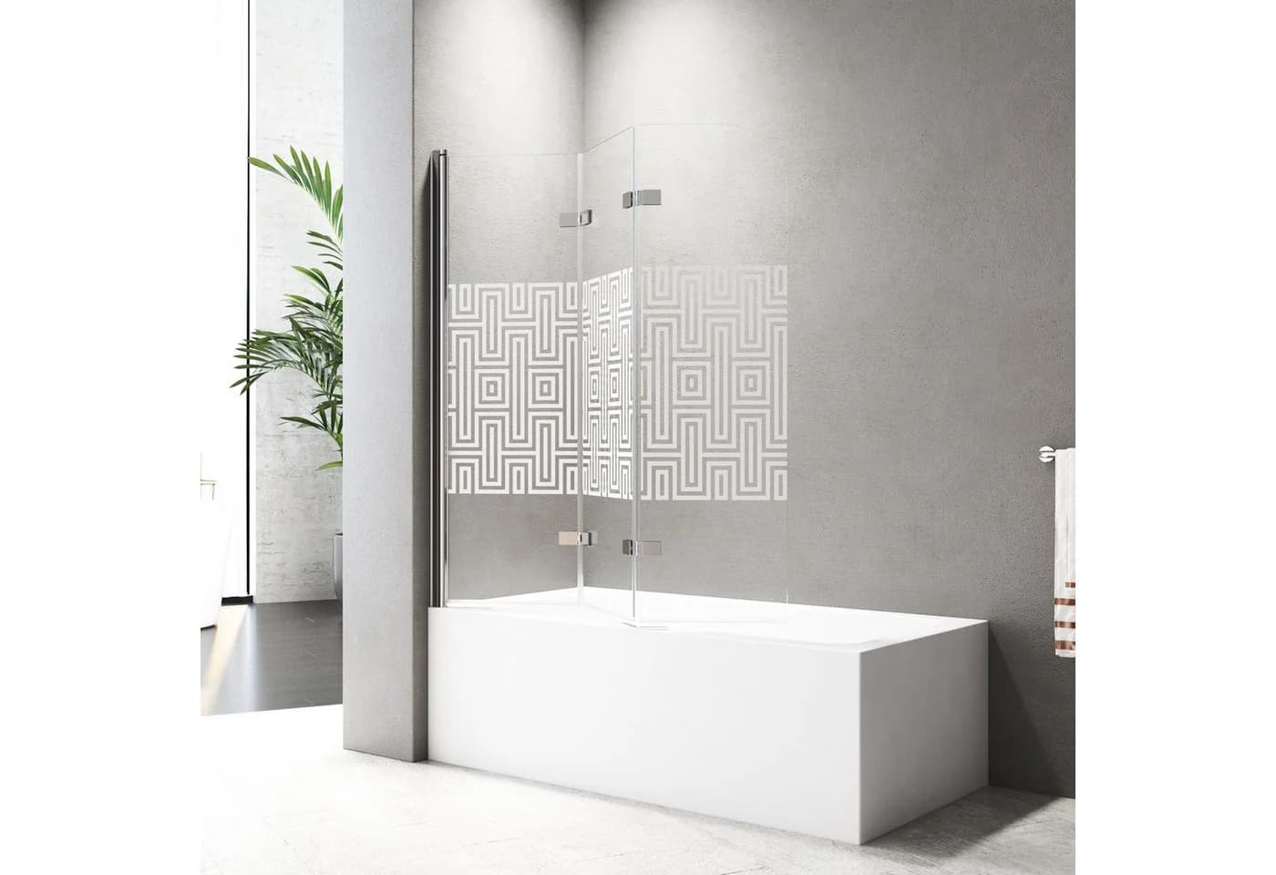 Boromal Badewannenaufsatz Duschwand 140x140cm 6mm ESG Chrom Rahmenlos
