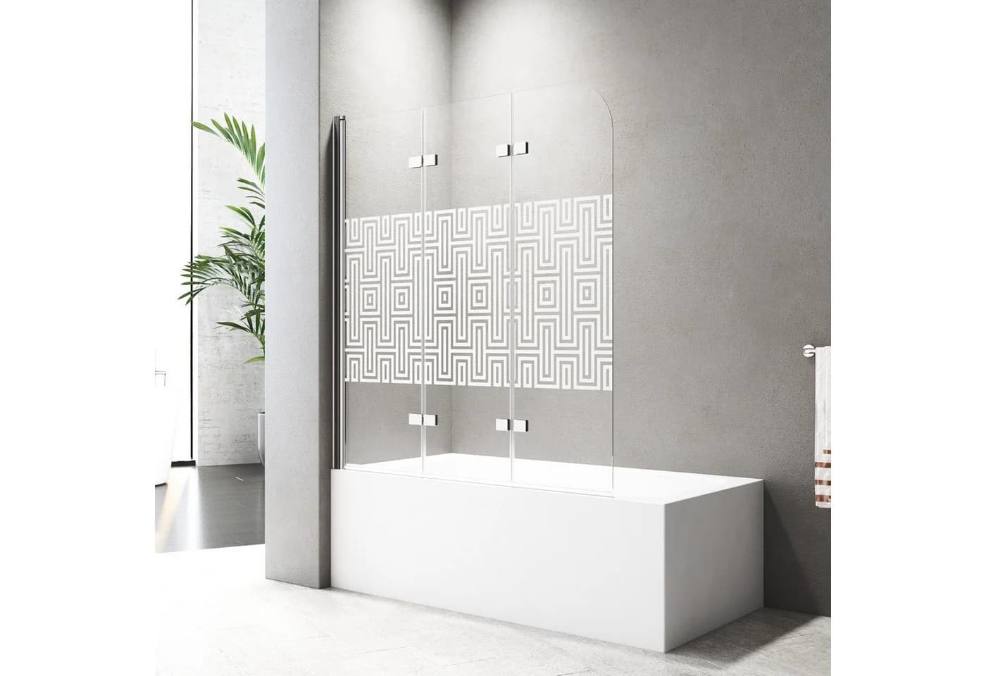 Boromal Badewannenaufsatz Duschwand 140x140cm 6mm ESG Chrom Rahmenlos - Bild 2