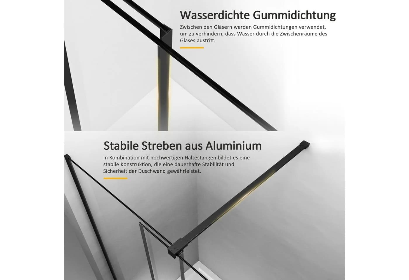 Boromal Badewannenaufsatz Schiebetür Duschtrennwand Glas Schwarz 70-125cm - Bild 5