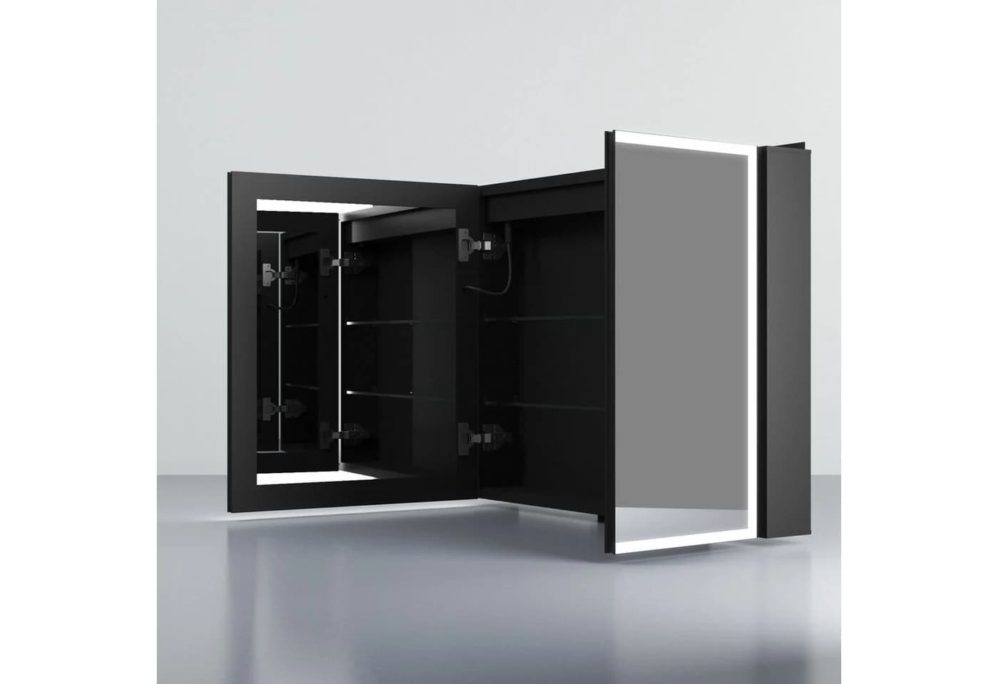 WDWRITTI Spiegelschrank Bad mit LED-Beleuchtung 80x60 cm Schwarz Matt - Bild 2