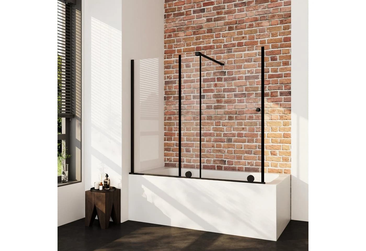 Boromal Duschwand Glas Badewanne Badewannenaufsatz Schiebetür Schwarz 6mm ESG Rahmenlos - Bild 2