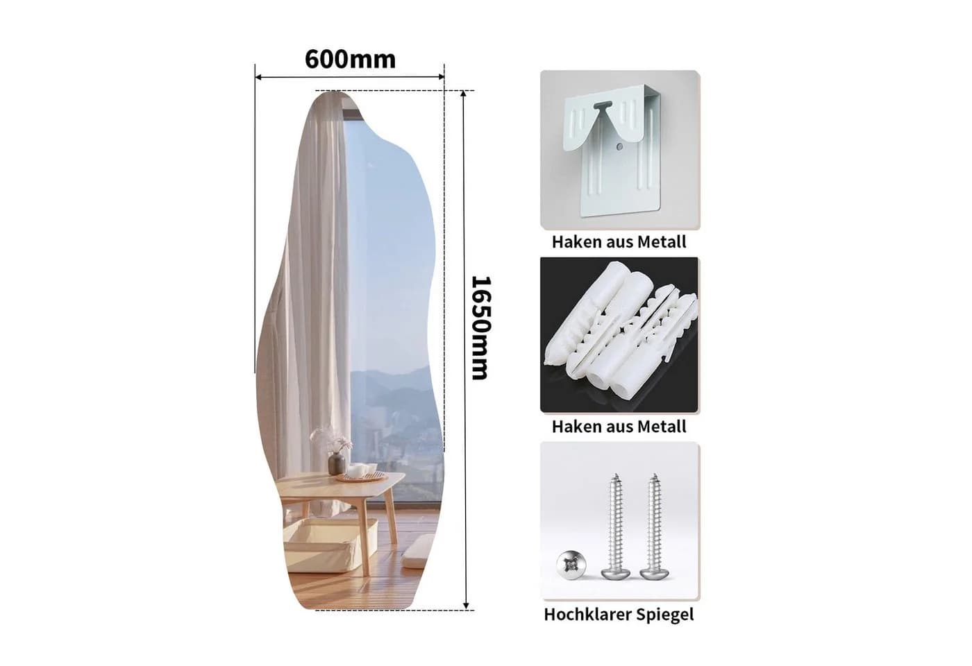 Moderner Ganzkörperspiegel aus 5mm HD Glas - Bild 4