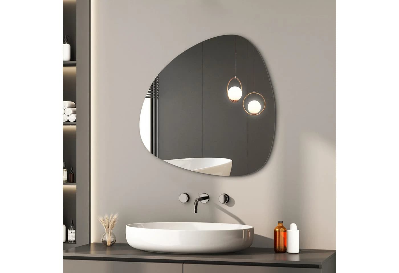 Hopibath Badspiegel Rahmenlos Asymmetrisch Steinform 80x80cm - Bild 2