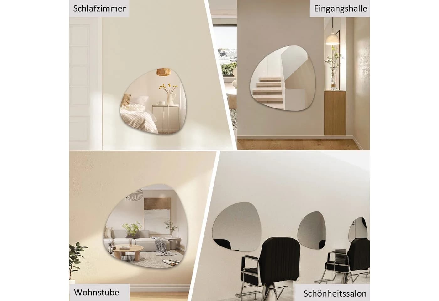 Hopibath Badspiegel Rahmenlos Asymmetrisch Steinform 80x80cm - Bild 5